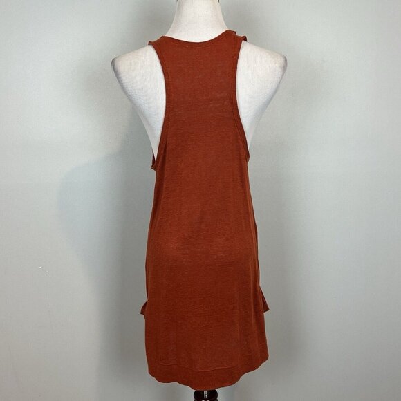 Eileen Fisher Size Small Linen Burnt Orange Oversized Racerback Tank Top Pockets - Picture 4 of 8